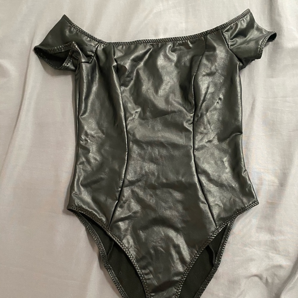 Black leather bodysuit